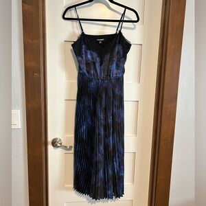 Steve Madden Lace Trim Midnight Black and Blue Midi Dress Size XS